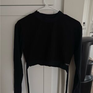 Alphalete Black Long Sleeve Crop Top Wrap